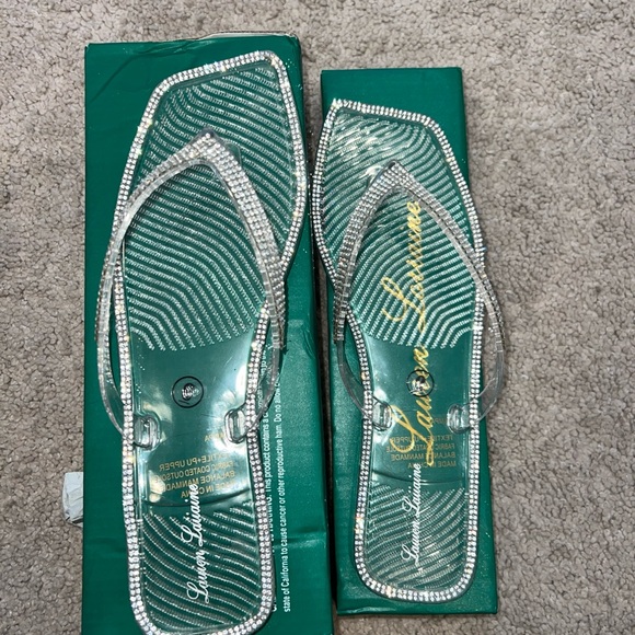 Lauren Lorraine Silver Rhinestone Sandals Jelly New In Box Chic slipper size 11 - Picture 1 of 4